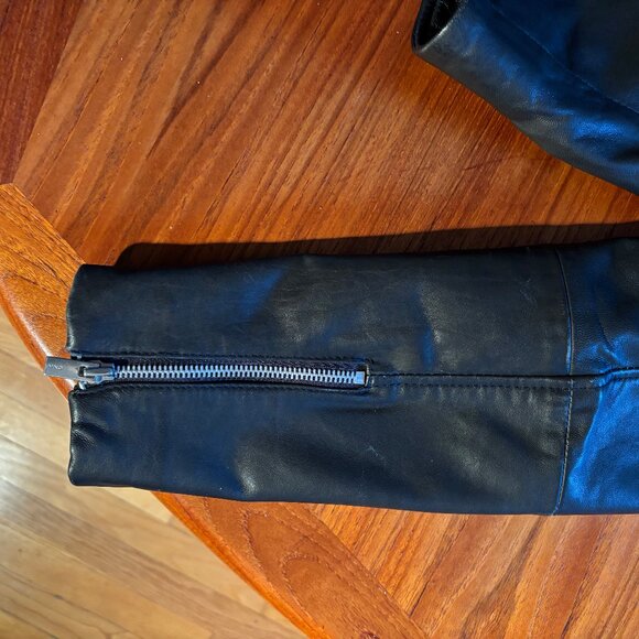 Mango Black Leather Moto Jacket LIKE NEW SHEEP LEATHER size Large - Picture 8 of 9